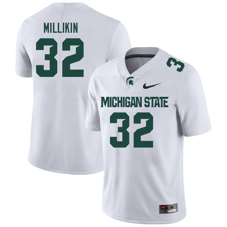 Men #32 David Millikin Michigan State Spartans College Football Jerseys Stitched-White